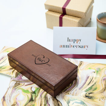 Personalised Leather Keepsake Box, 3rd Anniversary Gift, 2 of 8