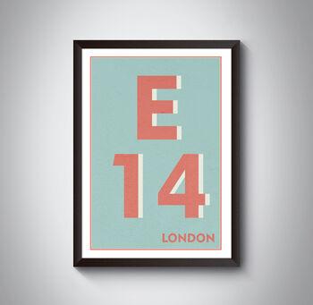 E14 East Ham Typography Postcode Print, 6 of 10