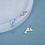 Sterling Silver Dolphin Stud Earrings With Blue Enamel, thumbnail 4 of 11