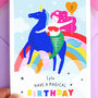 Personalised Mermaid Unicorn Happy Birthday Card, thumbnail 2 of 7