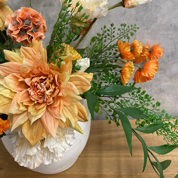 Apricot Elegance | Complete Artificial Flower Arrangement In Vase, 3 of 4