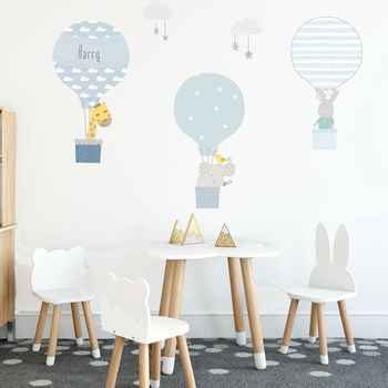 Blue Hot Air Balloon Fabric Wall Stickers, 2 of 4