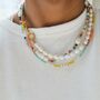 90s Style Pearl Beaded Coloured Necklace, thumbnail 4 of 5