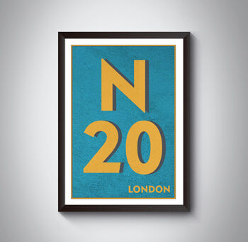 N20 Barnet London Postcode Typography Print, 5 of 10