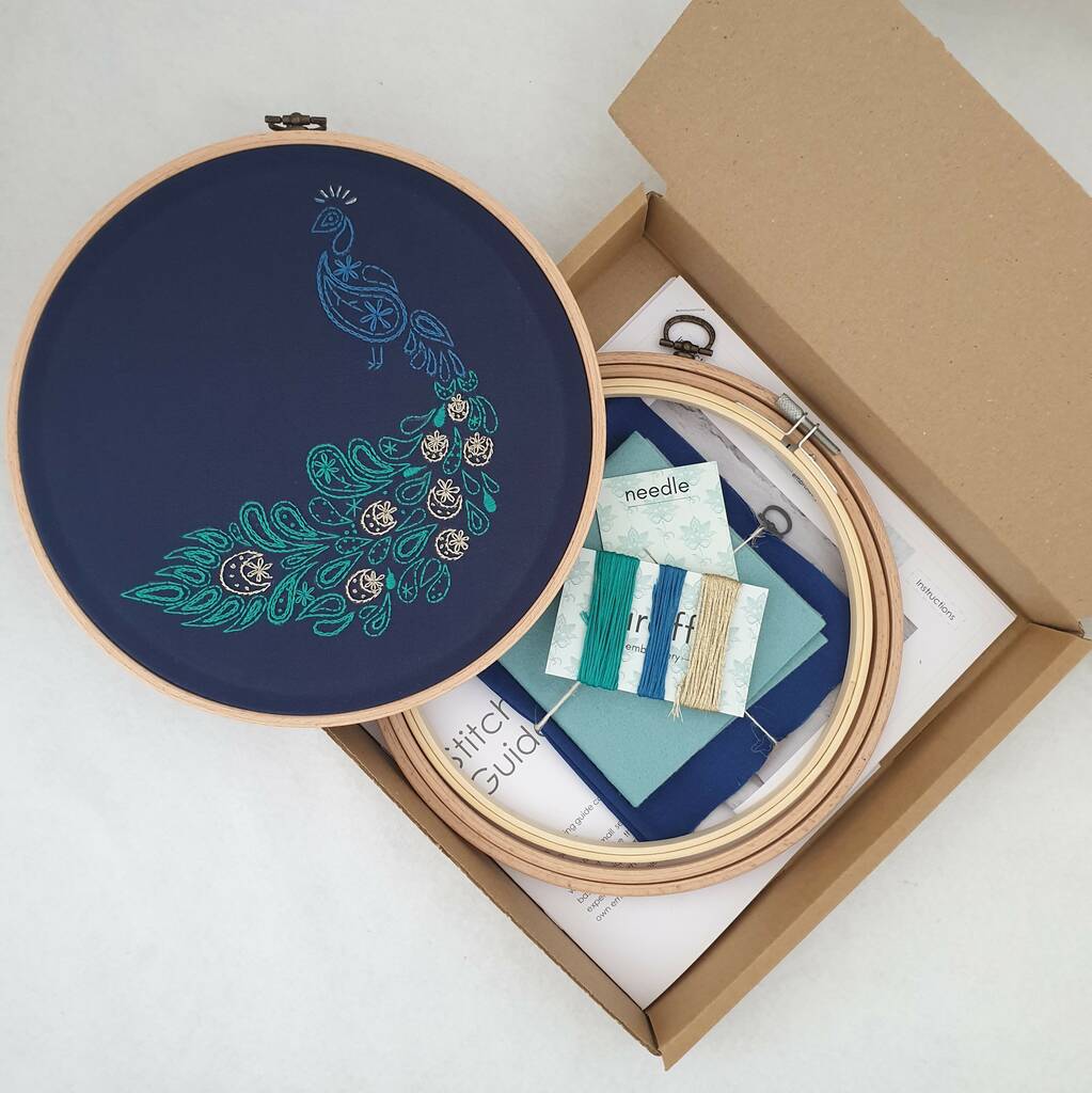 Peacock Embroidery Kit By Paraffle Embroidery