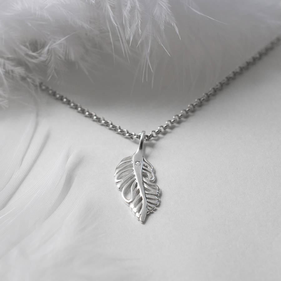 Sterling Silver And Diamond Feather Necklace By Martha Jackson Sterling ...