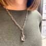 Danyon Textured Long Link Chain Gemstone Necklace, thumbnail 2 of 6