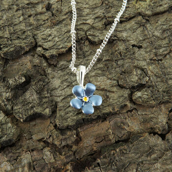 Forget Me Not Blue Flower Mini Pendant Necklace, 2 of 5
