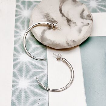 Sterling Silver Simple Half Hoop Earrings, 2 of 4