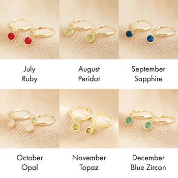 Birthstone Charm Huggie Hoop Earrings, 12 of 12
