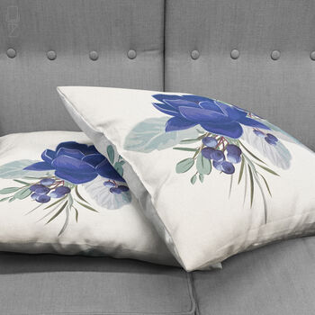 Blue Lotus Flower Cushion Cover With Blue And White, 4 of 7