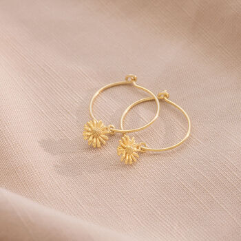 Sterling Silver Personalised Birth Flower Hoop Earrings, 3 of 11