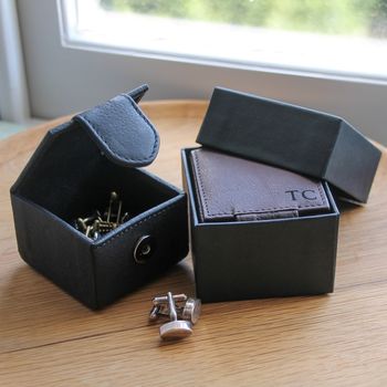 Personalised Leather Cufflink Jewellery Box, 5 of 9