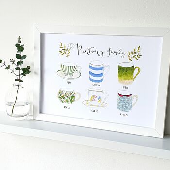 Personalised Illustrated Family Cups And Mugs Art Print, 7 of 9