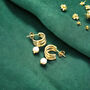 Gold Plated Triple Hoop Pearl Earrings, thumbnail 4 of 5