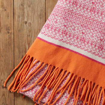 Knitted Fair Isle Blanket Wrap Ladies Scarf, 4 of 12