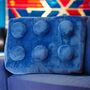 Retro Building Brick Shape Cushion Blue, thumbnail 3 of 3