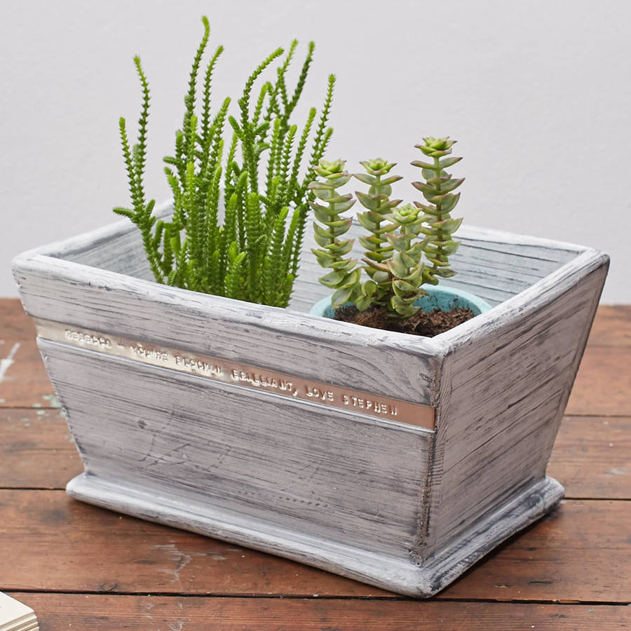 personalised wooden planter by warner's end 