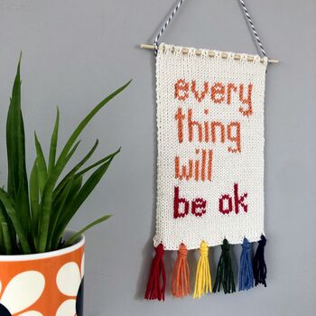 'Everything Will Be Ok' Knitted Wall Art, 2 of 6