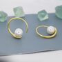 Large Pearl Open Hoop Earrings In Sterling Silver, thumbnail 1 of 11