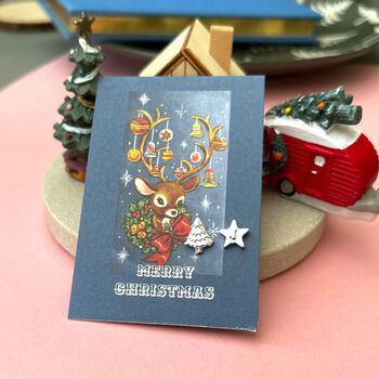 Personalised Sterling Silver Mismatched Christmas Tree Initial Star Earrings, 3 of 10