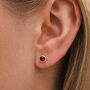 Gold Plated Sterling Silver January Garnet Birthstone Stud Earrings, thumbnail 1 of 5