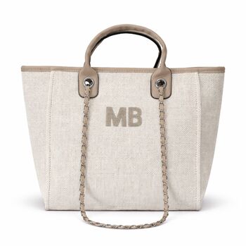 Personalised Stone Large Chain Initial Tote Shoulder Bag, 5 of 7