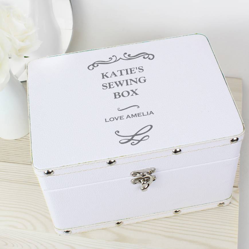 Personalised White Sewing Box, 1 of 2