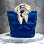 Blue Top Handle Bucket Bag Made In Italy For Women, thumbnail 2 of 2