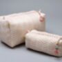 Indore Soft Herringbone Pattern Washbag In Peachy Keen, thumbnail 5 of 6