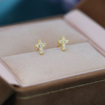 Sterling Silver Very Tiny Cross Stud Earrings, 5 of 12