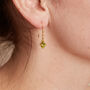Green Peridot Gold Plated Silver Antique Style Earrings, thumbnail 3 of 11