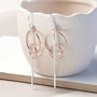 Sterling Silver Rose Gold Designer Dangly Earrings, thumbnail 1 of 4