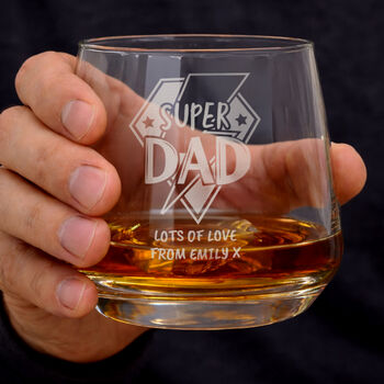 Whisky Gifts Personalised Super Dad Whisky Glass, 2 of 5
