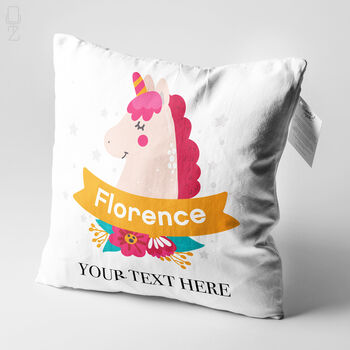 Personalised Rainbow Unicorn Name Cushion, Gift For Little Girls, 2 of 6