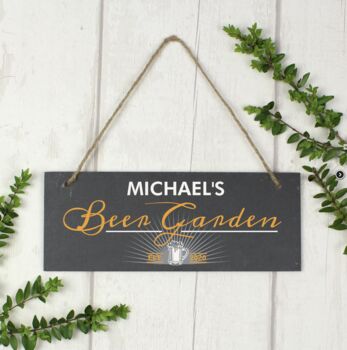 Personalised 'Beer Garden' Hanging Slate Sign, 2 of 2