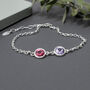 Double Birthstone Bracelet Sterling Silver, thumbnail 1 of 5