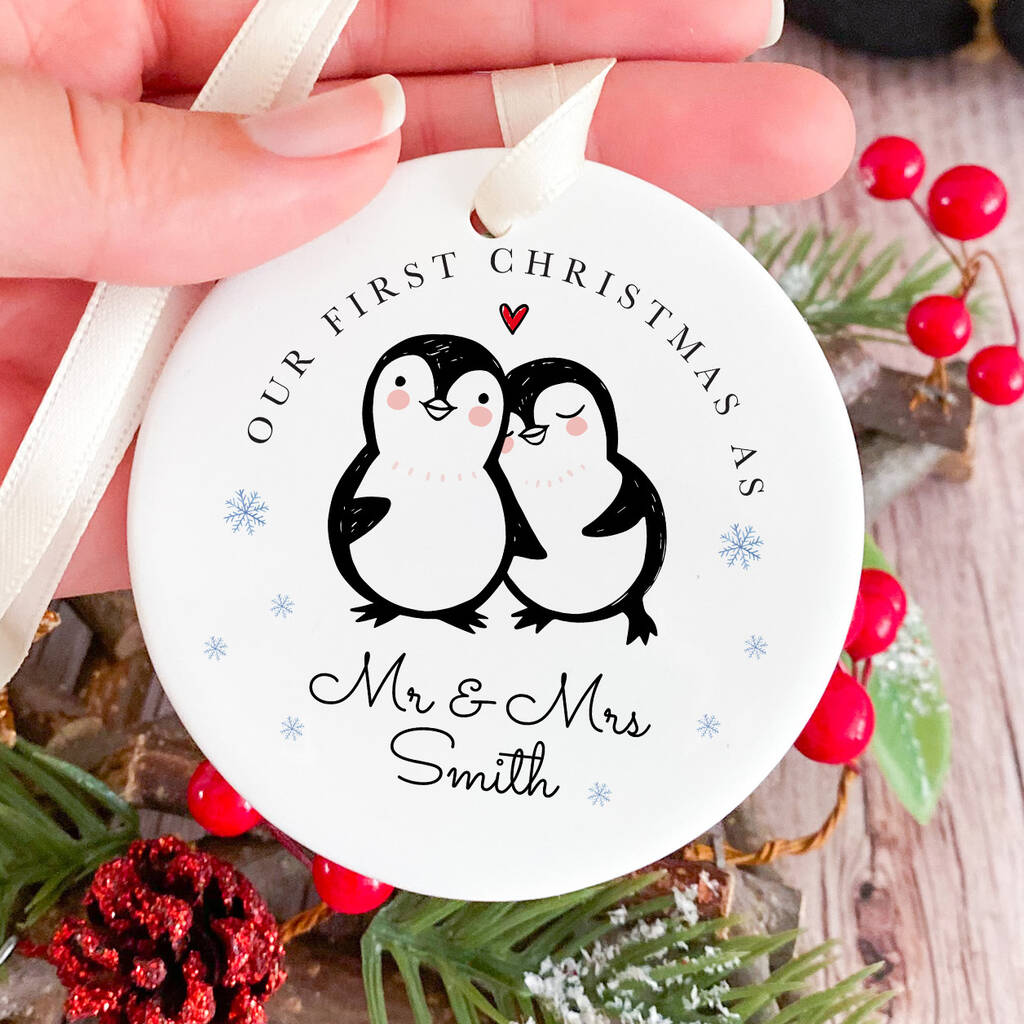 Personalised Our First Christmas Married Ceramic Gift Ornament, 1 of 7