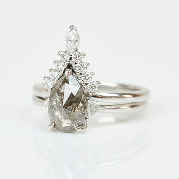 Pear Shape Grey Diamond Engagement Ring, 2 of 2