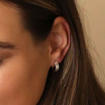 Small Sterling Silver Sunbeam Hoop Earrings, 2 of 7