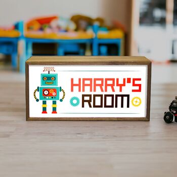 Personalised Light Box Kids Room Robot, 3 of 5