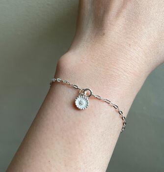 Sterling Silver Dainty Sunflower Bracelet, 12 of 12
