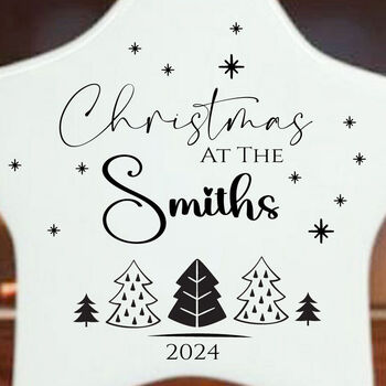Personalised Family White Porcelain Star Bauble Christmas Tree Decoration, 3 of 4