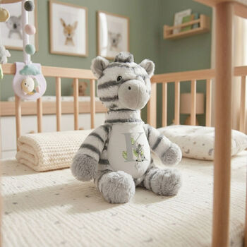 Personalised Alphabet Zebra Teddy Bear New Baby, Christening Or 1st Birthday Gift, 3 of 12