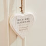 Personalised Wedding Date Wooden Hanging Heart, thumbnail 1 of 4