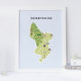 Map Of Derbyshire Print, thumbnail 1 of 2