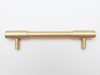 Solid Satin Brass Kitchen Pull Handles With Round Ends, 5 of 6