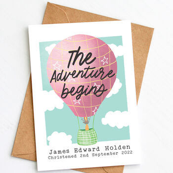'Hot Air Balloon' New Baby Or Christening Card, 2 of 4