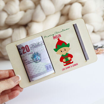 Personalised Christmas Elf Money Gift Holder, 2 of 8