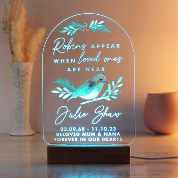 Personalised Robins Memorial LED Light, 7 of 12